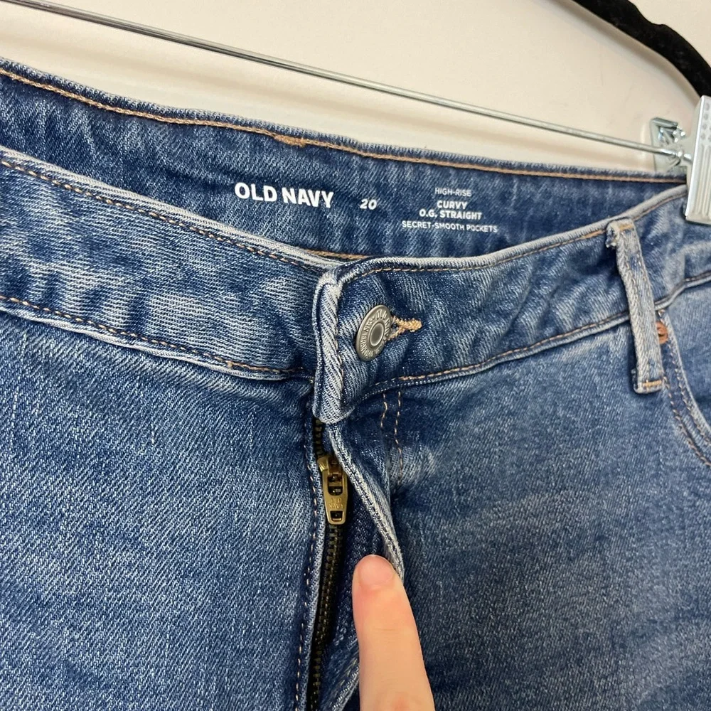 Old Navy Curvy Jeans Size 20 High Rise OG Straight Medium Wash Denim Stretch